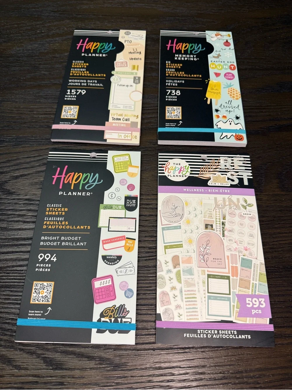 Happy Planner Sticker Packs - Black, Pink, Blue, Purple Accents